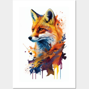 Colorful Fox: Adorable and Cute Wildlife Animals in Vibrant Colors Posters and Art